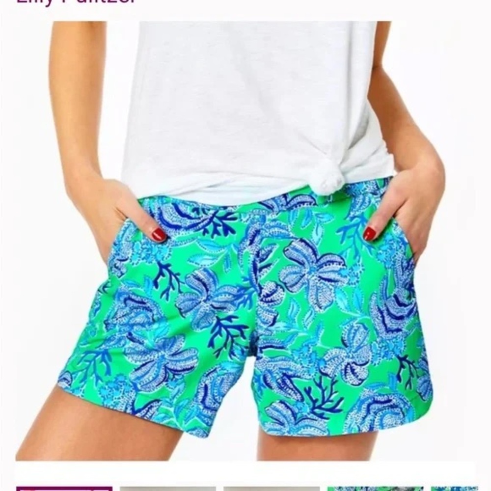 Lilly Pulitzer Women's Ocean View Small Shorts cabana green keepin it reel